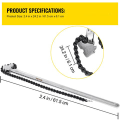 24 Inch Pipe Chain Wrench Heavy Duty 6.7 Inch Chain Wrench