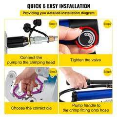 Separable Hydraulic Hose Crimper 7 Dies With Aluminum Pump A/C Air Condtioning Handheld Crimping Set