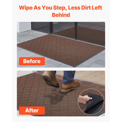 Front Door Mat, 1194 x 889 mm Commercial Floor Mat for Indoor and Outdoor, Modern Stylish Carpet with TPE Backing, Heavy Duty Washable Entry Industrial Rug for Hallway, Balcony, Garage, Brown