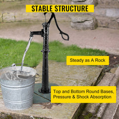 Antique Hand Water Pump Stand Pitcher Pump Stand for Yard Garden Black