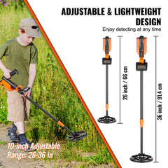 Metal Detector for Kids, 150mm, Waterproof Search Coil with LCD Display, Adjustable 660.4-914.4 mm Gold Detector, Lightweight Carbon Fiber Stem for Junior & Youth Detecting Gold Coin Treasure