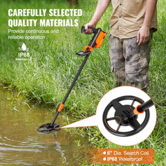 Metal Detector for Kids, 150mm, Waterproof Search Coil with LCD Display, Adjustable 660.4-914.4 mm Gold Detector, Lightweight Carbon Fiber Stem for Junior & Youth Detecting Gold Coin Treasure