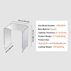 Acrylic End Table, C-Shaped Lucite Side Table, Clear Acrylic Side Table for Drink, Food, Snack used in Living Room, Bedroom, and Study