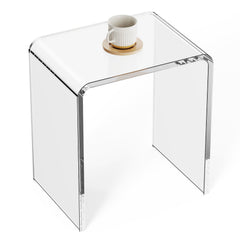 Acrylic End Table, C-Shaped Lucite Side Table, Clear Acrylic Side Table for Drink, Food, Snack used in Living Room, Bedroom, and Study