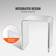 Acrylic End Table, 2 pcs C-Shaped Lucite Side Tables, Clear Acrylic Side Table for Drink, Food, Snack used in Living Room, Bedroom, and Study