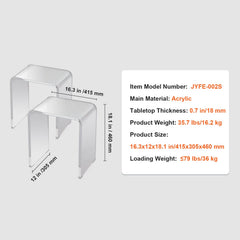 Acrylic End Table, 2 pcs C-Shaped Lucite Side Tables, Clear Acrylic Side Table for Drink, Food, Snack used in Living Room, Bedroom, and Study
