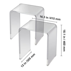 Acrylic End Table, 2 pcs C-Shaped Lucite Side Tables, Clear Acrylic Side Table for Drink, Food, Snack used in Living Room, Bedroom, and Study