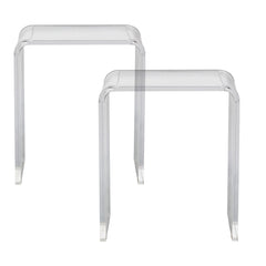 Acrylic End Table, 2 pcs C-Shaped Lucite Side Tables, Clear Acrylic Side Table for Drink, Food, Snack used in Living Room, Bedroom, and Study