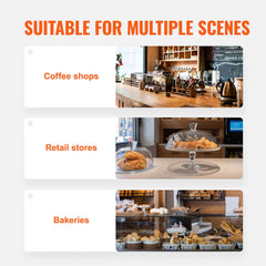 Pastry Display Case, 2-Tier Commercial Countertop Bakery Display Case, Acrylic Display Box with Rear Door Access & Removable Shelves, Keep Fresh for Donut Bagels Cake Cookie