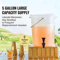 Beverage Dispenser, 5 Gallon Drink Dispensers for Parties, Plastic Juice Dispenser with Spigot and Lid, Iced Tea Lemonade Juice Water Dispenser, for Restaurants, Hotels, Parties