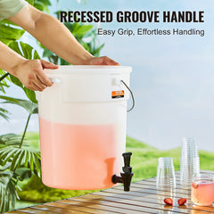 Beverage Dispenser, 5 Gallon Drink Dispensers for Parties, Plastic Juice Dispenser with Spigot and Lid, Iced Tea Lemonade Juice Water Dispenser, for Restaurants, Hotels, Parties