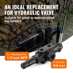 Hydraulic Log Splitter Valve 1 Spool, 25 GPM Hydraulic Directional Control Valve, 3626PSI Hydraulic Loader Valve, Hydraulic Joystick Control Valve for Small Tractors, Loaders, Log Splitter