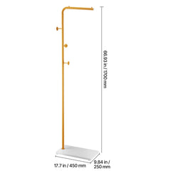 Coat Rack, Freestanding Coats Rack Stand with Quartz Stone Base & 3 Round Hooks, Free Standing Hall Coat Tree for Entryway, Bedroom, Living Room, Stylish Clothes Hanger Stand for Coats, Hat, Bag