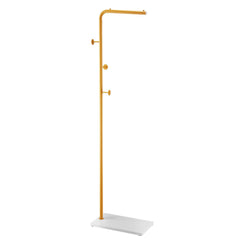 Coat Rack, Freestanding Coats Rack Stand with Quartz Stone Base & 3 Round Hooks, Free Standing Hall Coat Tree for Entryway, Bedroom, Living Room, Stylish Clothes Hanger Stand for Coats, Hat, Bag