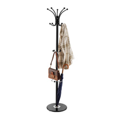 Freestanding Coat Rack, Metal Coats Rack Stand with Umbrella Holder, Stable Marble Base & 14 Hooks, Hall Coat Tree for Entryway, Bedroom, Living Room, Stylish Coats Hanger for Hats, Scarves, Bag