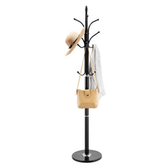 Coat Rack Freestanding, Coats Tree Stand with Stable Marble Base & 6 Hooks, Free Standing Hall Coat Rack for Entryway, Bedroom, Office, Living Room, Modern Clothes Hanger for Coats, Hats, Bags