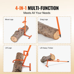 Timberjack, 46.5 in, 4 in 1 Heavy Duty Steel Log Lifter, Multifunctional Log Roller Adjustable Cant Hook, Logging Tools Log Jack, Forestry Multitool for Rolling Cutting Lifting Logs