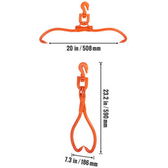 Log Skidding Tongs, 45.7cm 2 Claw Log Lifting Tongs, Heavy Duty Rotating Steel Lumber Skidding Tongs, 350 kg Loading Capacity, Log Lifting, Handling, Dragging & Carrying Tool