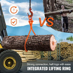Log Skidding Tongs, 81.3cm 2 Claw Log Lifting Tongs, Heavy Duty Steel Lumber Skidding Tongs, 700 kg Loading Capacity, Log Lifting, Handling, Dragging & Carrying Tool