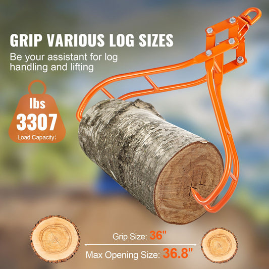 Timber Claw Hook, 36 inch 4 Claw Log Grapple for Logging Tongs, Swivel Steel Log Lifting Tongs, Eagle Claws Design with 3307 lbs/1500 kg Loading Capacity for Tractors, ATVs, Trucks, Forklifts