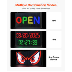 27x14in Programmable LED Sign Digital Scrolling Display Board P5 Fullcolor