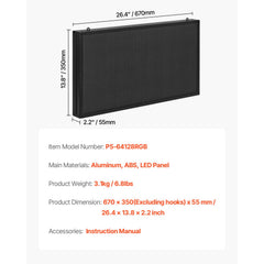 27x14in Programmable LED Sign Digital Scrolling Display Board P5 Fullcolor