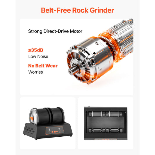 Rock Tumbler Kit, 8 lbs Rock Polishing Kit, 4 Speed Settings 9-Day Polishing Timer Stone Polishing Kit, Double Barrel Rock Polisher with Adapter, Rock Polisher for Adults and Kids