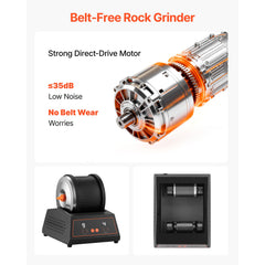 Rock Tumbler Kit, 4lbs Rock Polishing Kit, 4 Speed Settings 9-Day Polishing Timer Stone Polishing Kit, Belt-Free Rock Polisher with Adapter & Overload Protection, Rock Polisher for Adults Kids