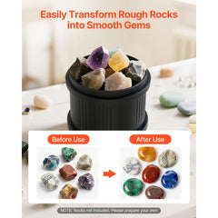 Rock Tumbler Kit, 4lbs Rock Polishing Kit, 4 Speed Settings 9-Day Polishing Timer Stone Polishing Kit, Belt-Free Rock Polisher with Adapter & Overload Protection, Rock Polisher for Adults Kids