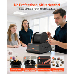 Rock Tumbler Kit, 4lbs Rock Polishing Kit, 4 Speed Settings 9-Day Polishing Timer Stone Polishing Kit, Belt-Free Rock Polisher with Adapter & Overload Protection, Rock Polisher for Adults Kids