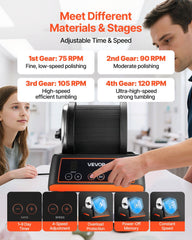 Rock Tumbler Kit, 2 lbs Rock Polishing Kit, 4 Speed Settings 9-Day Polishing Timer Stone Polishing Kit, Rock Polisher with Rough Gemstones and Polishing Grits, Rock Polisher for Adults Kids