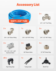 Air Compressor Line Kit, 100FT x 3/4", HDPE-Aluminum Compressed Air Piping System, Leak-Proof, Pressure-Resistant & Easy-to-Install, Compressed Air Line Tubing Kit for Garages Workshops, Blue
