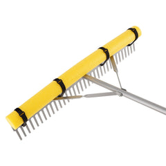 Landscape Rake, 914 mm Wide Head 3380 mm Handle, Large Heavy Duty Aluminum Landscaping Leaf Rake Tool, Asphalt Level for Loosening Soil, Garden & Yard, Pond Gravel & Beach Lawn Care, 15.8m Rope