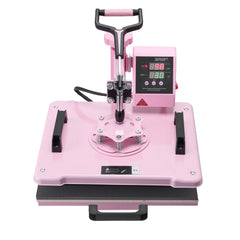 Heat Press Machine 12x15 in 5 in 1 with 30oz Tumbler Press T-Shirts Pink