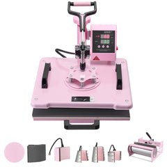 Heat Press Machine 12x15 in 8 in 1 with 30oz Tumbler Press T-Shirts Pink
