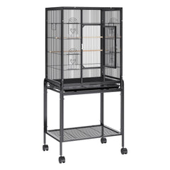 54 inch Standing Large Bird Cage, Carbon Steel Flight Bird Cage for Parakeets, Cockatiels, Parrots, Macaw with Rolling Stand and Tray