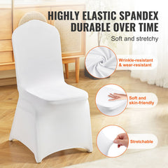 Stretch Spandex Folding Chair Covers, Universal Fitted Chair Cover, Removable Washable Protective Slipcovers, for Wedding, Holiday, Banquet, Party, Celebration, Dining (30PCS White)