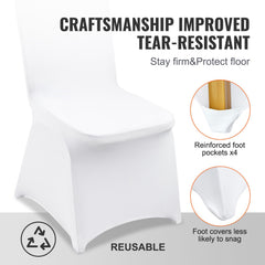 Stretch Spandex Folding Chair Covers, Universal Fitted Chair Cover, Removable Washable Protective Slipcovers, for Wedding, Holiday, Banquet, Party, Celebration, Dining (30PCS White)