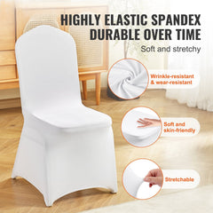 Stretch Spandex Folding Chair Covers, Universal Fitted Chair Cover, Removable Washable Protective Slipcovers, for Wedding, Holiday, Banquet, Party, Celebration, Dining (30PCS White)