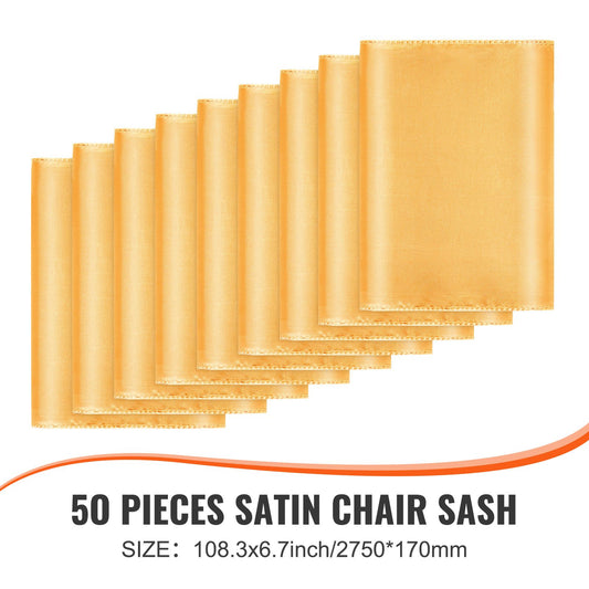 Stretch Spandex Chair Sashes Bows, Chair Slipcover and Stretch Chair Sash, Elastic Chair Bands, Fitting Wedding, Holiday, Banquet, Party, Celebration Chair Decoration (50 PCS Gold)