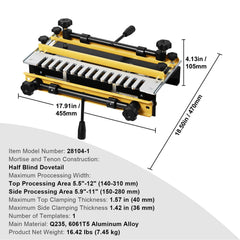 Dovetail Jig, 310 mm Width, Dove Tailing Router Jigs with Router Bit & 1/2” Template, Precise Alignment Dove Tail Jig, Mortise and Tenon Jig Woodworking Tools for Furniture & Wood Cabinet Making
