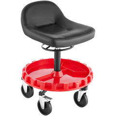 Shop Stool, 135 kg Rolling Garage Stool, 56 cm to 66 cm Adjustable Height Mobile Rolling Gear Seat, Round Tray Garage Pneumatic Stool, All-Terrain 12.7 cm Casters with Two Brakes Mechanic Seat