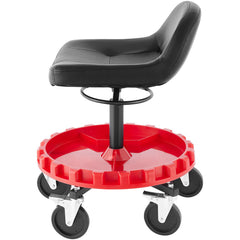 Shop Stool, 135 kg Rolling Garage Stool, 56 cm to 66 cm Adjustable Height Mobile Rolling Gear Seat, Round Tray Garage Pneumatic Stool, All-Terrain 12.7 cm Casters with Two Brakes Mechanic Seat
