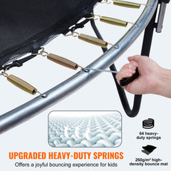 10FT Trampoline, 330 lbs Trampoline with Enclosure Net, Ladder, and Curved Pole, Heavy Duty Trampoline with Jumping Mat and Spring Cover Padding, Outdoor Recreational Trampolines for Kids Adults