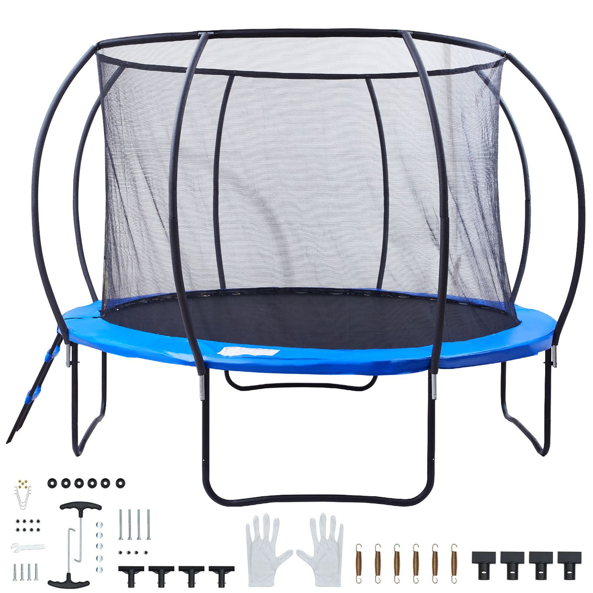 3.66m Trampoline, 181 kg Trampoline with Enclosure Net, Ladder, and Curved Pole, Heavy Duty Trampoline with Jumping Mat and Spring Cover Padding, Outdoor Recreational Trampolines for Kids Adults