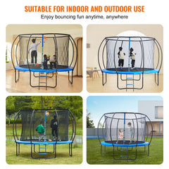 3.66m Trampoline, 181 kg Trampoline with Enclosure Net, Ladder, and Curved Pole, Heavy Duty Trampoline with Jumping Mat and Spring Cover Padding, Outdoor Recreational Trampolines for Kids Adults