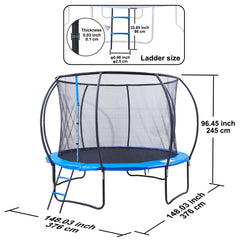 3.66m Trampoline, 181 kg Trampoline with Enclosure Net, Ladder, and Curved Pole, Heavy Duty Trampoline with Jumping Mat and Spring Cover Padding, Outdoor Recreational Trampolines for Kids Adults