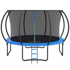3.66m Trampoline, 181 kg Trampoline with Enclosure Net, Ladder, and Curved Pole, Heavy Duty Trampoline with Jumping Mat and Spring Cover Padding, Outdoor Recreational Trampolines for Kids Adults