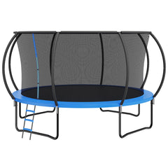 14FT Trampoline, 450 lbs Trampoline with Enclosure Net, Ladder, and Curved Pole, Heavy Duty Trampoline with Jumping Mat and Spring Cover Padding, Outdoor Recreational Trampolines for Kids Adults