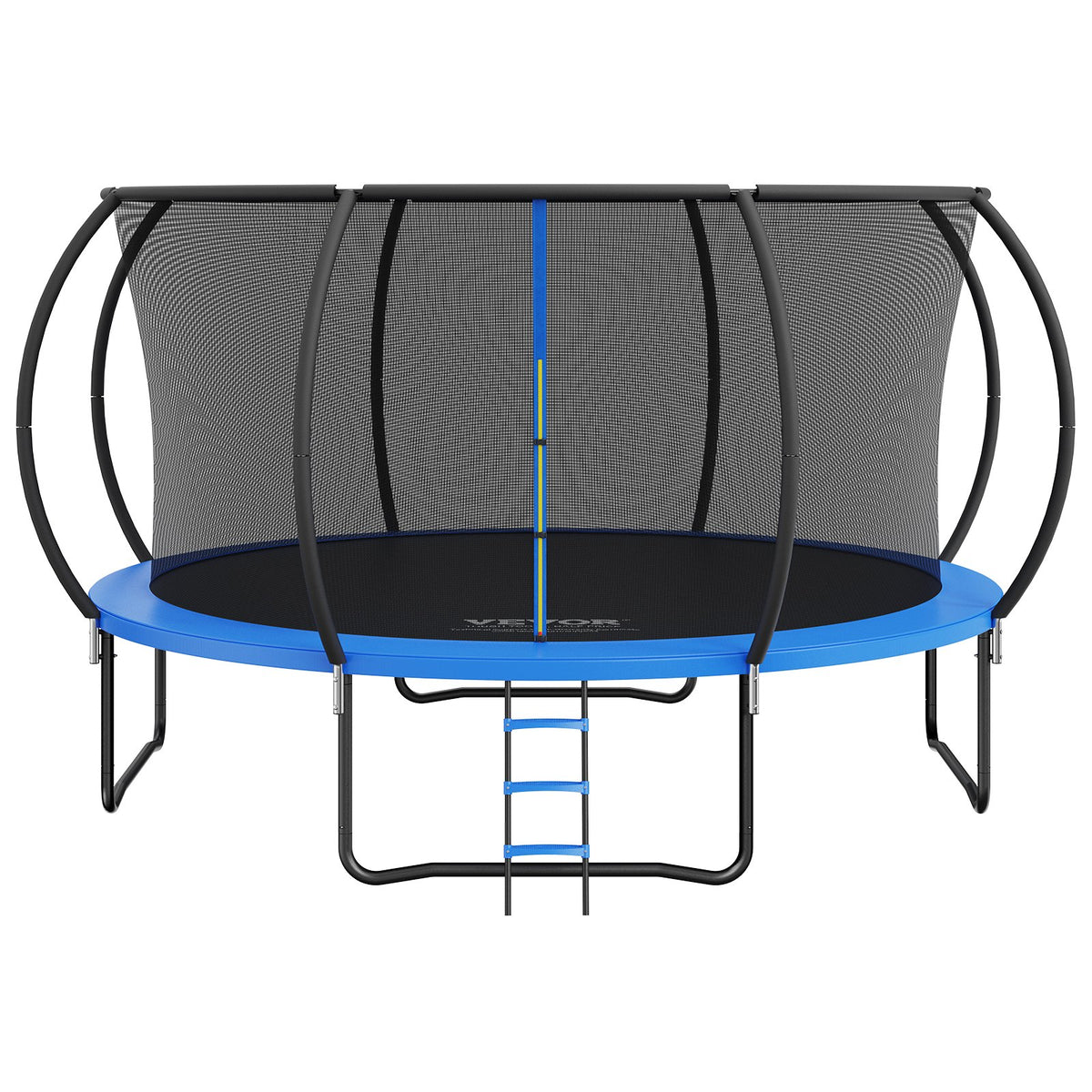 14FT Trampoline, 450 lbs Trampoline with Enclosure Net, Ladder, and Curved Pole, Heavy Duty Trampoline with Jumping Mat and Spring Cover Padding, Outdoor Recreational Trampolines for Kids Adults